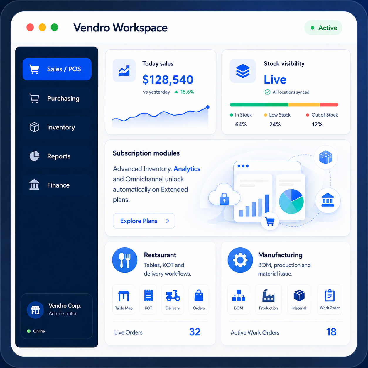 Vendro Connect Dashboard